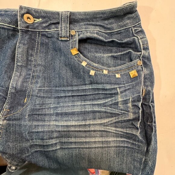 Lolo Skinny Jeans Womens Sz 14 Blue Distressed Studded Hi-Rise Medium Wash‎ - Picture 3 of 16